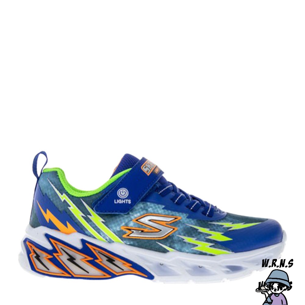 Skechers 童鞋 慢跑鞋 燈鞋 雷神 LIGHT STORM 2.0 藍橘 400150LBLLM-細節圖2