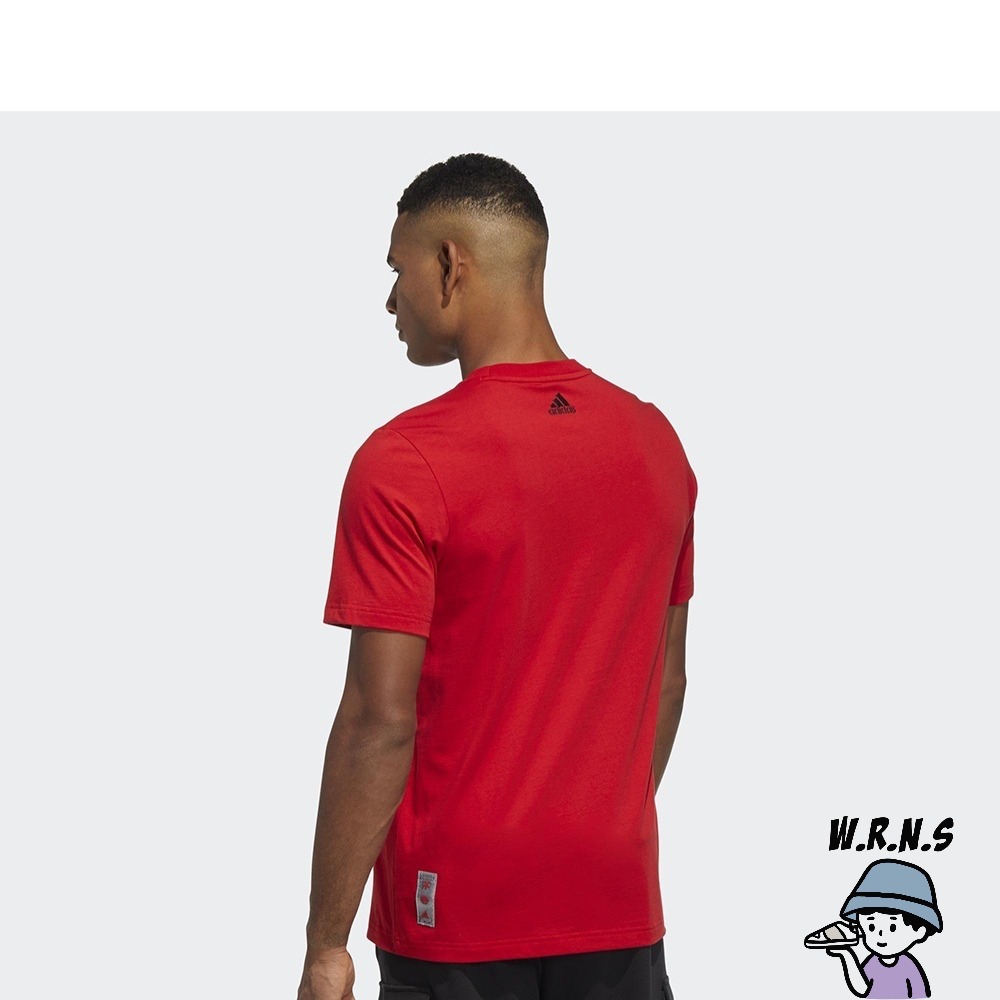 Adidas 男裝 短袖上衣 T恤 CNY 農曆新年 花磚印花 純棉 紅HI3292-細節圖5