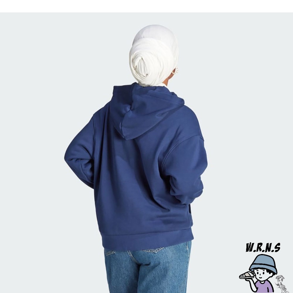 Adidas 女裝 長袖上衣 連帽 寬鬆 棉 藍IL2422-細節圖4