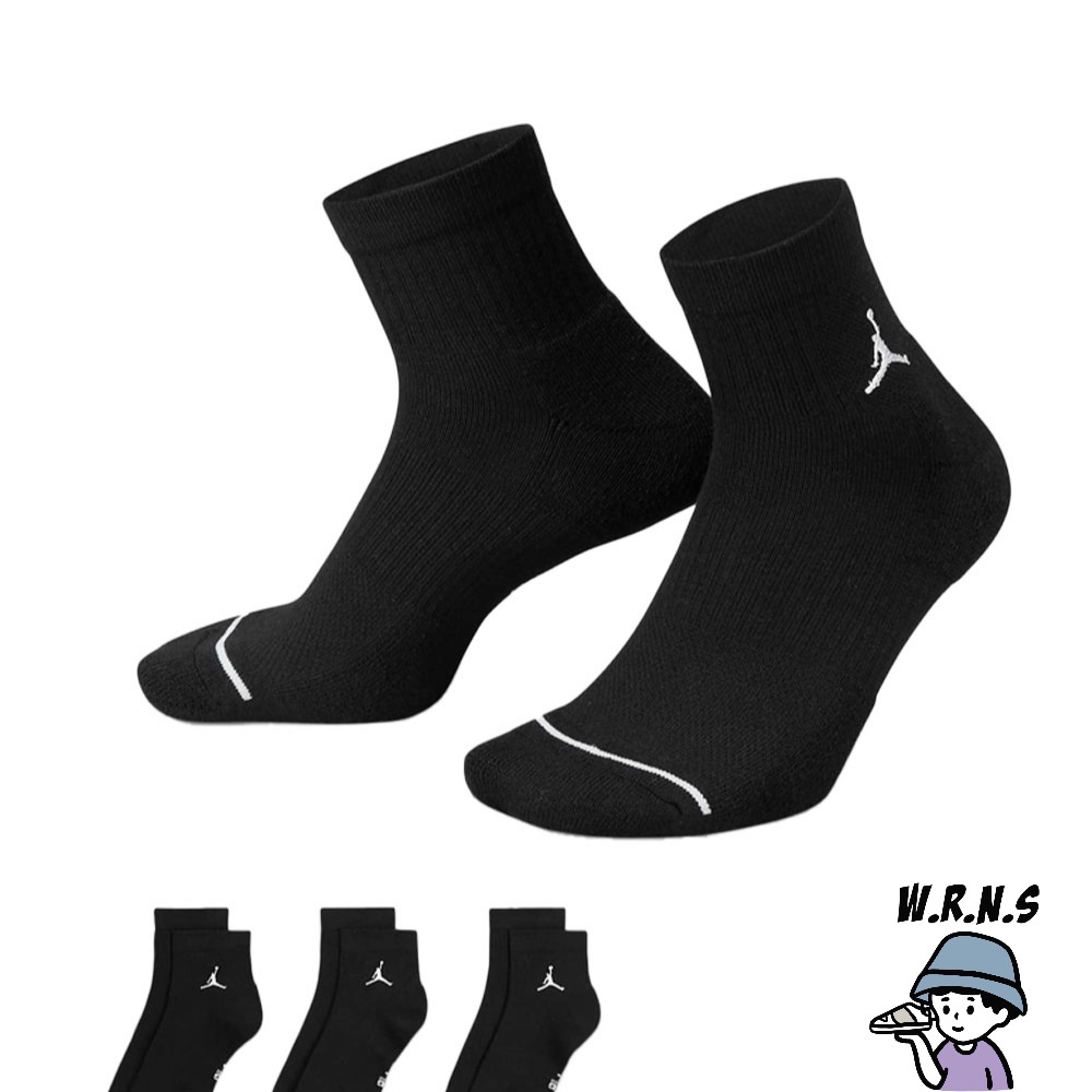Nike 襪子 中筒 喬丹 毛巾底 黑 DX9655-010-細節圖2