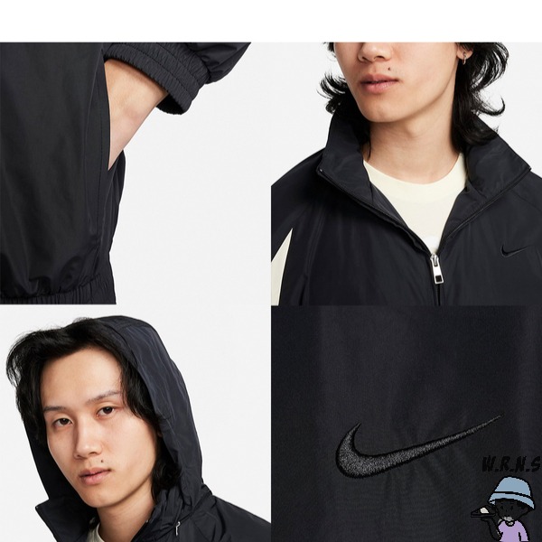 Nike 男裝 連帽外套 大勾 可收納 黑/帆白【W.R.N.S】FB7878-010/FB7878-133-細節圖5