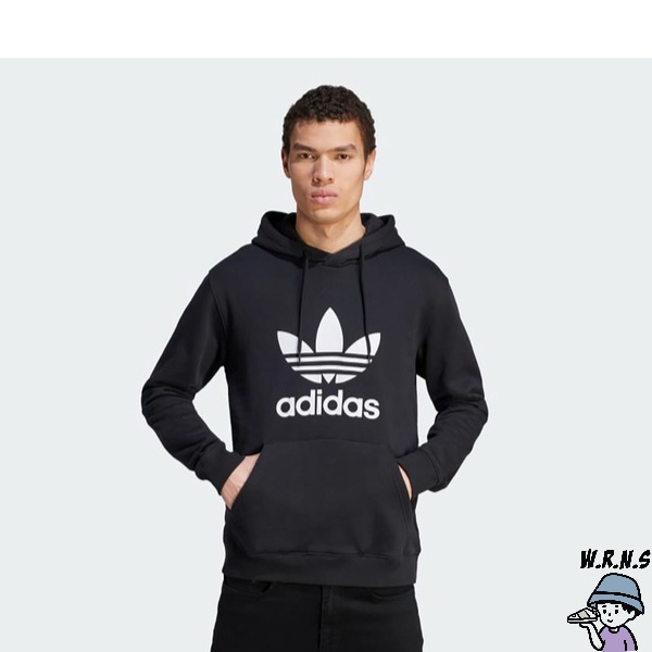 Adidas 男裝 長袖上衣 連帽 純棉 黑【W.R.N.S】IM4489-細節圖3