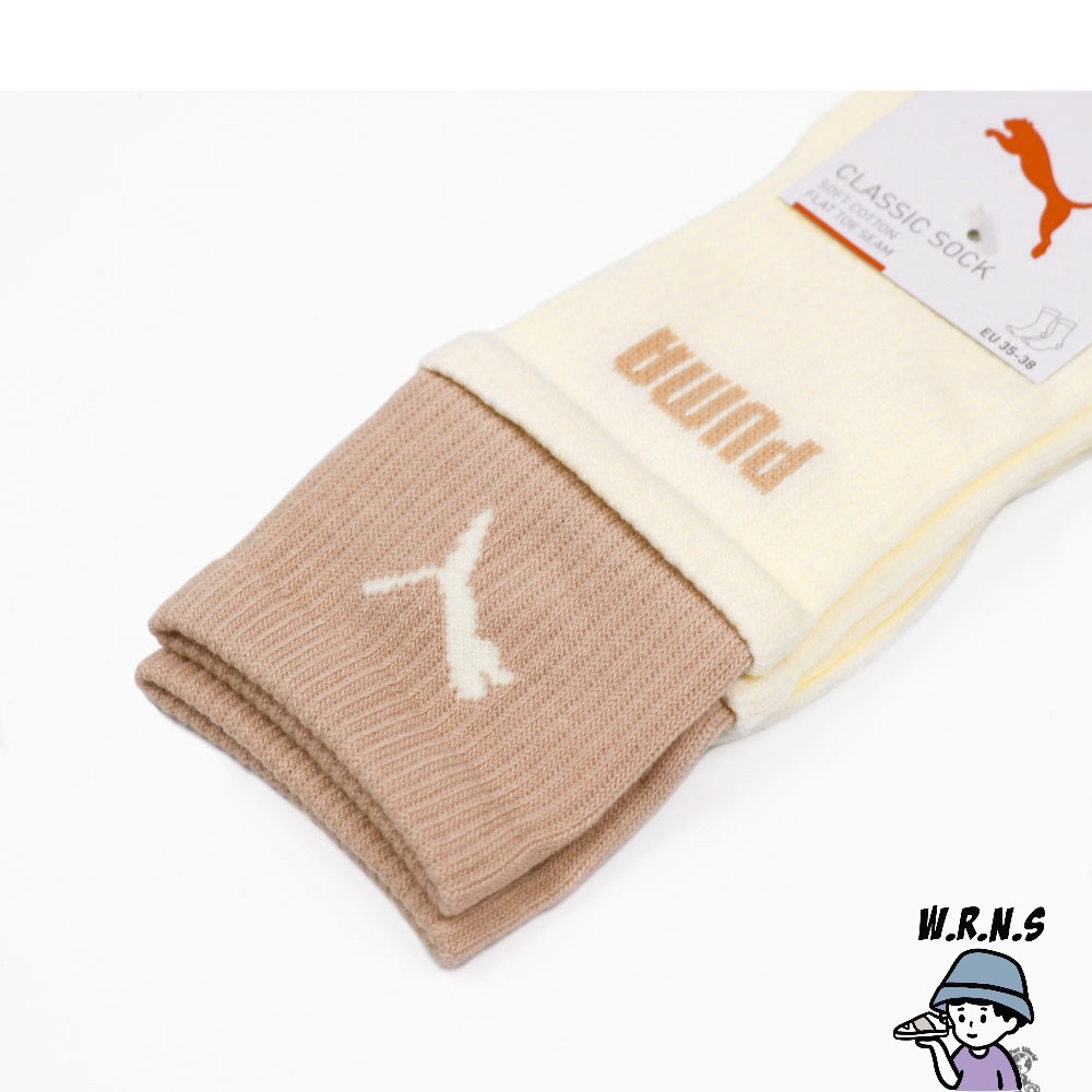 Puma 襪子 中筒襪 雙層 白黑/米粉 BB142202/BB142203-細節圖6