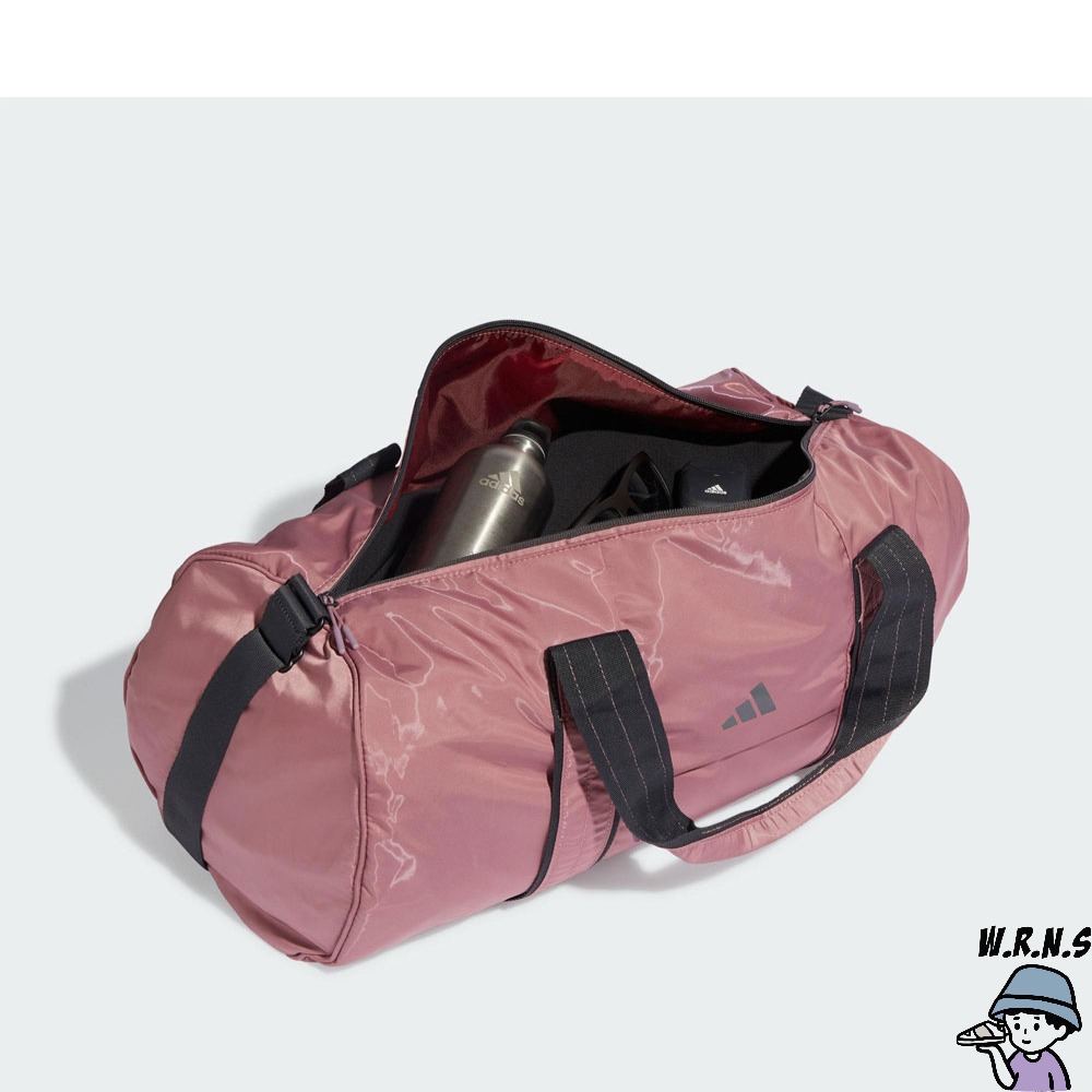 Adidas 手提包 健身 斜背 亮面布 玫瑰粉HY0753-細節圖5