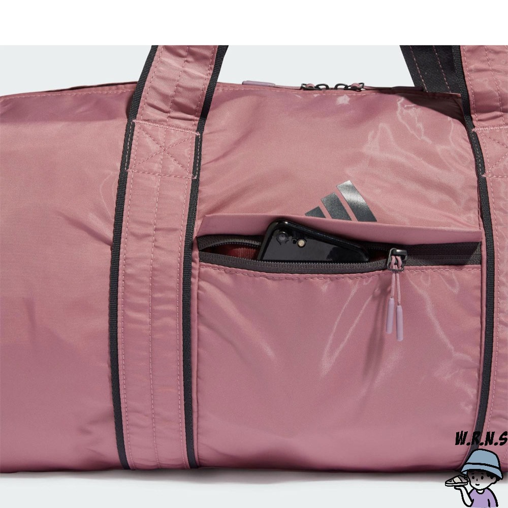 Adidas 手提包 健身 斜背 亮面布 玫瑰粉HY0753-細節圖6