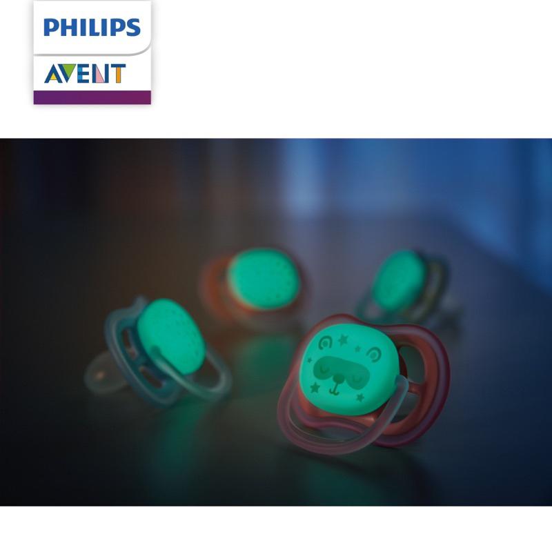 [現貨]PHILIPS AVENT矽膠夜光安撫奶嘴(2入組）飛利浦超透氣 安撫奶嘴0-6M / 6-18M+-細節圖2