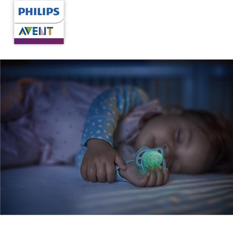 [現貨]PHILIPS AVENT矽膠夜光安撫奶嘴(2入組）飛利浦超透氣 安撫奶嘴0-6M / 6-18M+-細節圖3