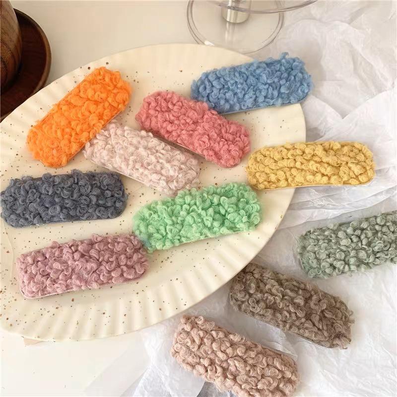 [現貨]仿泰迪熊毛毛髮夾 羊羔毛髮夾 女孩碎髮邊夾 毛茸茸瀏海夾-細節圖2