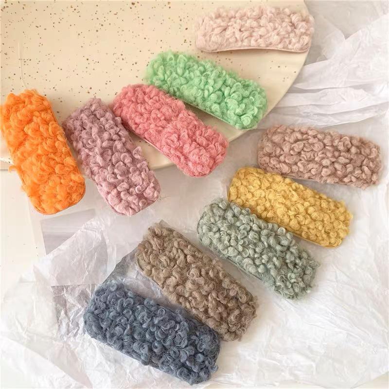 [現貨]仿泰迪熊毛毛髮夾 羊羔毛髮夾 女孩碎髮邊夾 毛茸茸瀏海夾-細節圖3