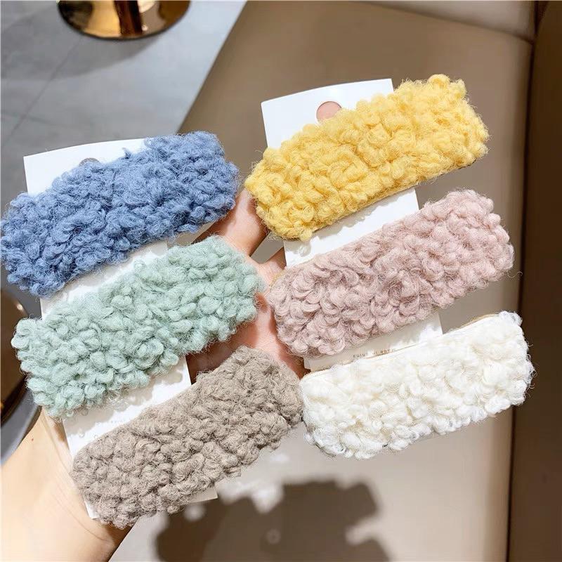 [現貨]仿泰迪熊毛毛髮夾 羊羔毛髮夾 女孩碎髮邊夾 毛茸茸瀏海夾-細節圖6