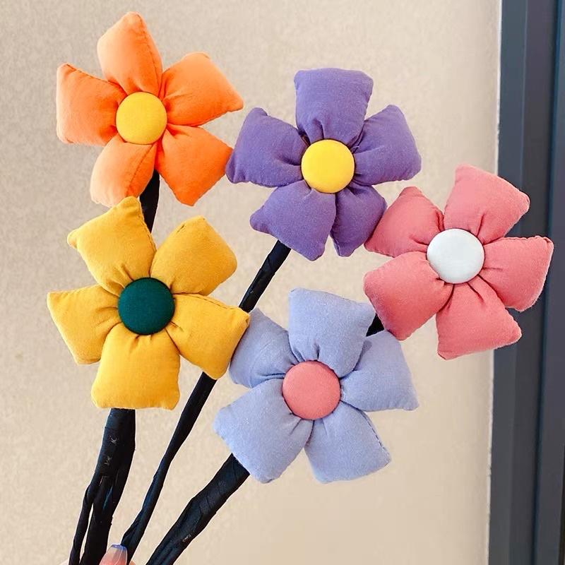 [現貨] 小女孩花朵盤發桿 盤發器 兒童公主丸子頭盤發神器 女童寶寶發箍頭飾-細節圖8