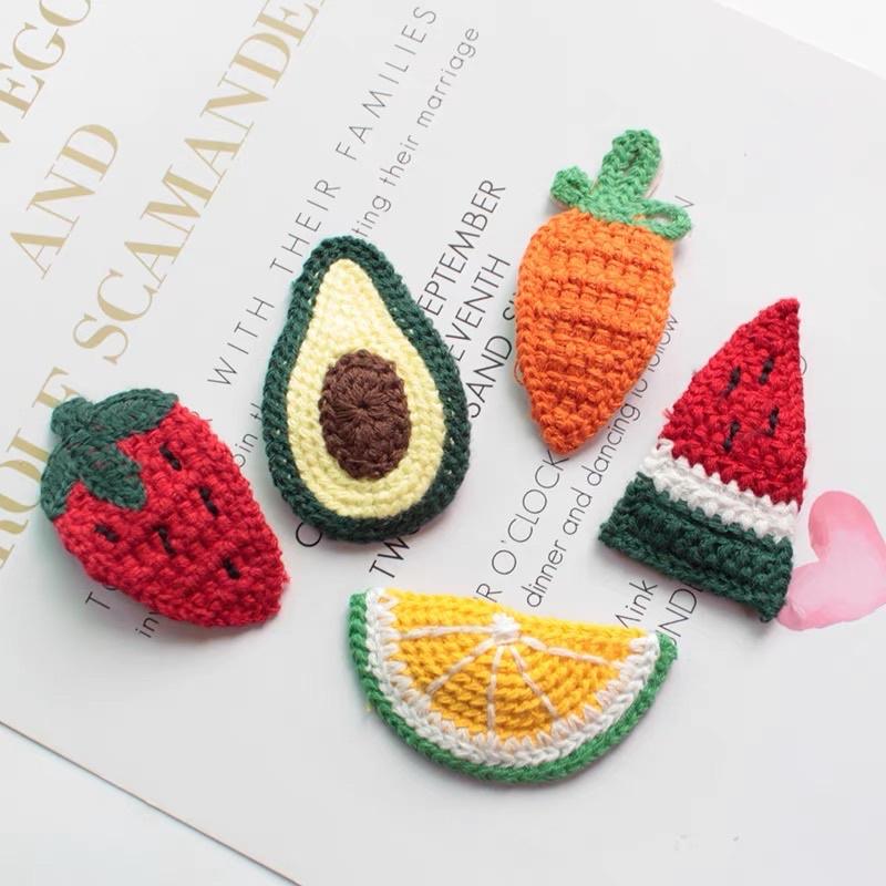 [現貨]女童可愛水果毛線編織髮夾 小女孩碎髮邊夾 刺繡圖案瀏海夾-細節圖2