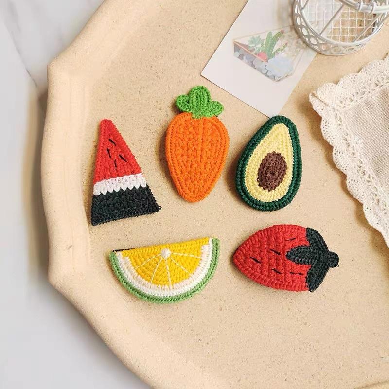 [現貨]女童可愛水果毛線編織髮夾 小女孩碎髮邊夾 刺繡圖案瀏海夾-細節圖9