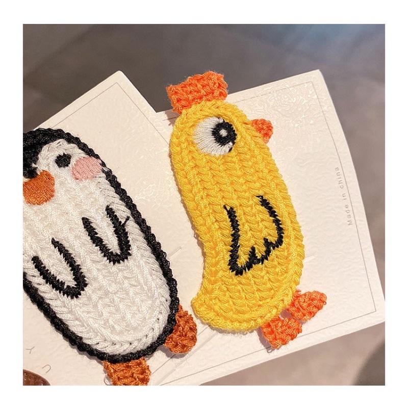 [現貨]女童可愛動物毛線編織髮夾 小女孩碎髮邊夾 刺繡圖案瀏海夾-細節圖5