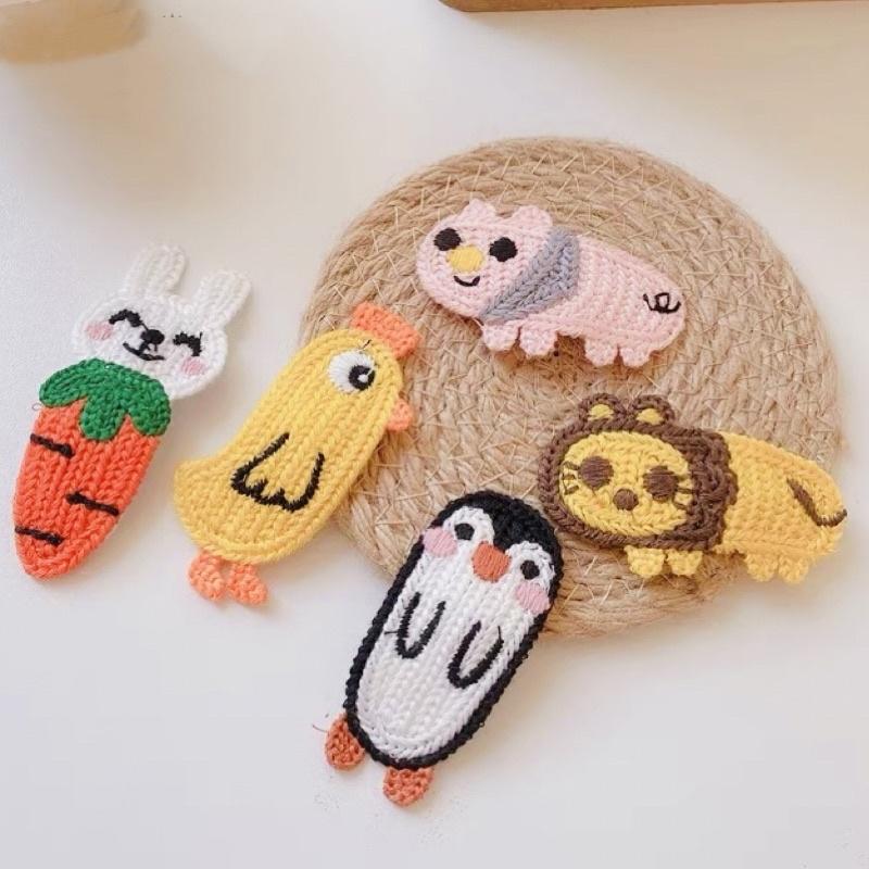 [現貨]女童可愛動物毛線編織髮夾 小女孩碎髮邊夾 刺繡圖案瀏海夾-細節圖6