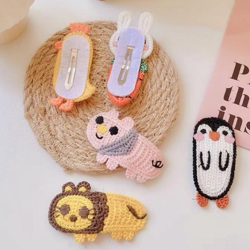 [現貨]女童可愛動物毛線編織髮夾 小女孩碎髮邊夾 刺繡圖案瀏海夾-細節圖7