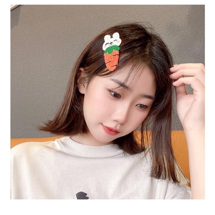 [現貨]女童可愛動物毛線編織髮夾 小女孩碎髮邊夾 刺繡圖案瀏海夾-細節圖9