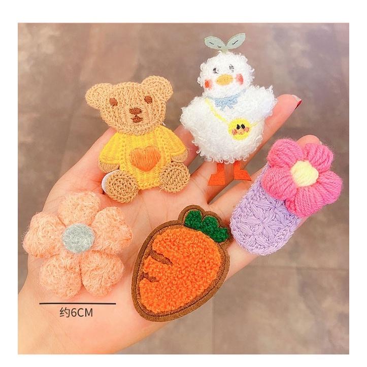 [現貨]寶寶日系毛茸茸布藝髮夾(8件組)  兒童不傷髮小髮夾 女童可愛髮飾-細節圖8