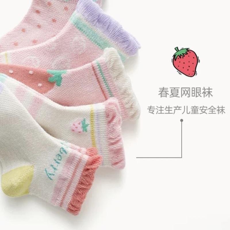 [現貨]夏季網眼女童中筒襪(5雙入) 透氣洞洞襪子 韓系寶寶襪-細節圖8