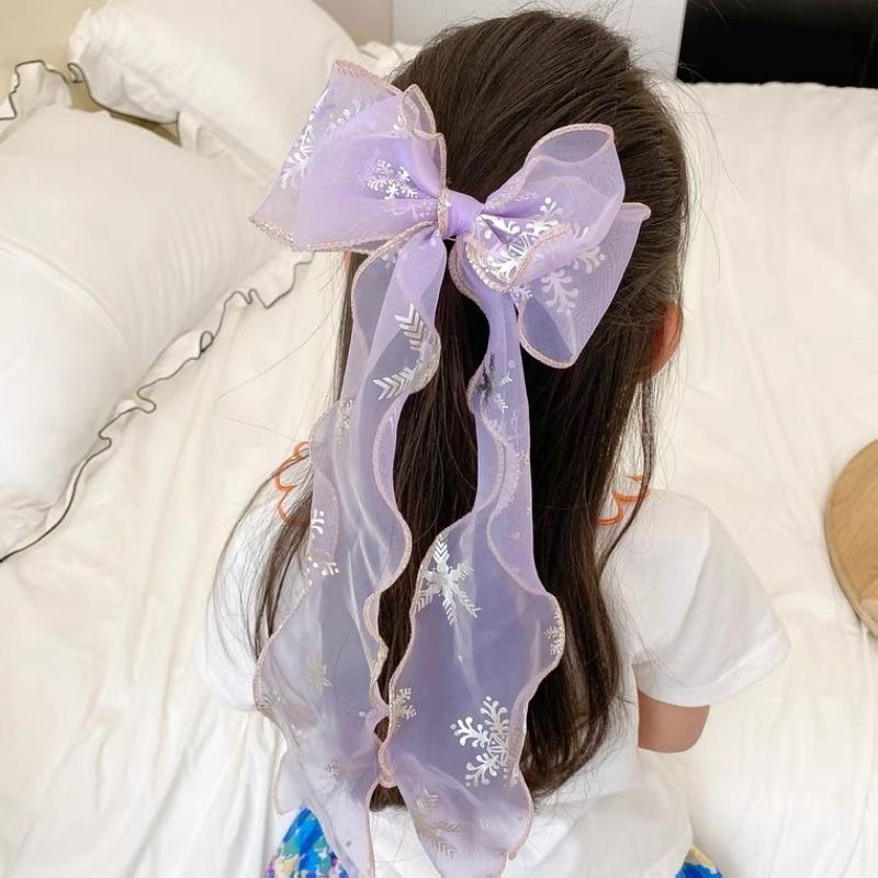 [現貨]超仙女童紗網蝴蝶結飄逸公主髮夾 可編髮女童公主髮飾-細節圖6