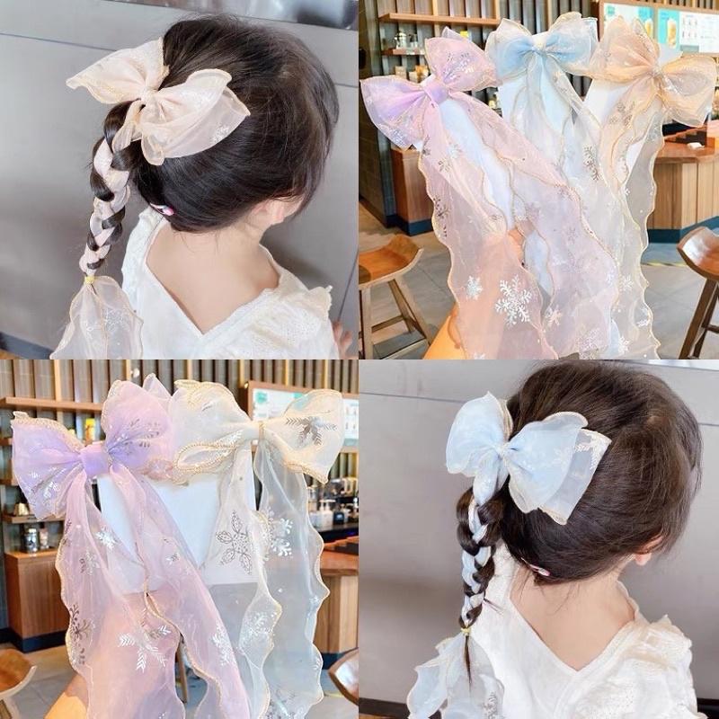 [現貨]超仙女童紗網蝴蝶結飄逸公主髮夾 可編髮女童公主髮飾-細節圖9