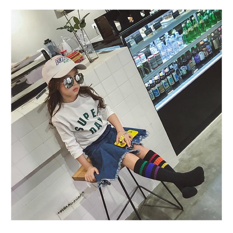 [現貨]兒童彩虹長襪 男女童中筒襪 學生襪子-細節圖5