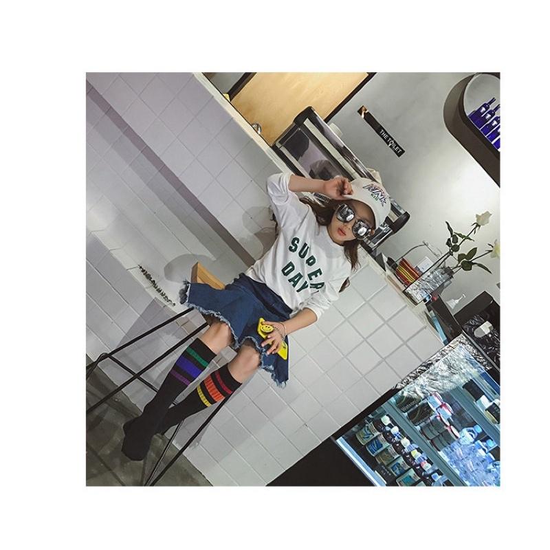 [現貨]兒童彩虹長襪 男女童中筒襪 學生襪子-細節圖6