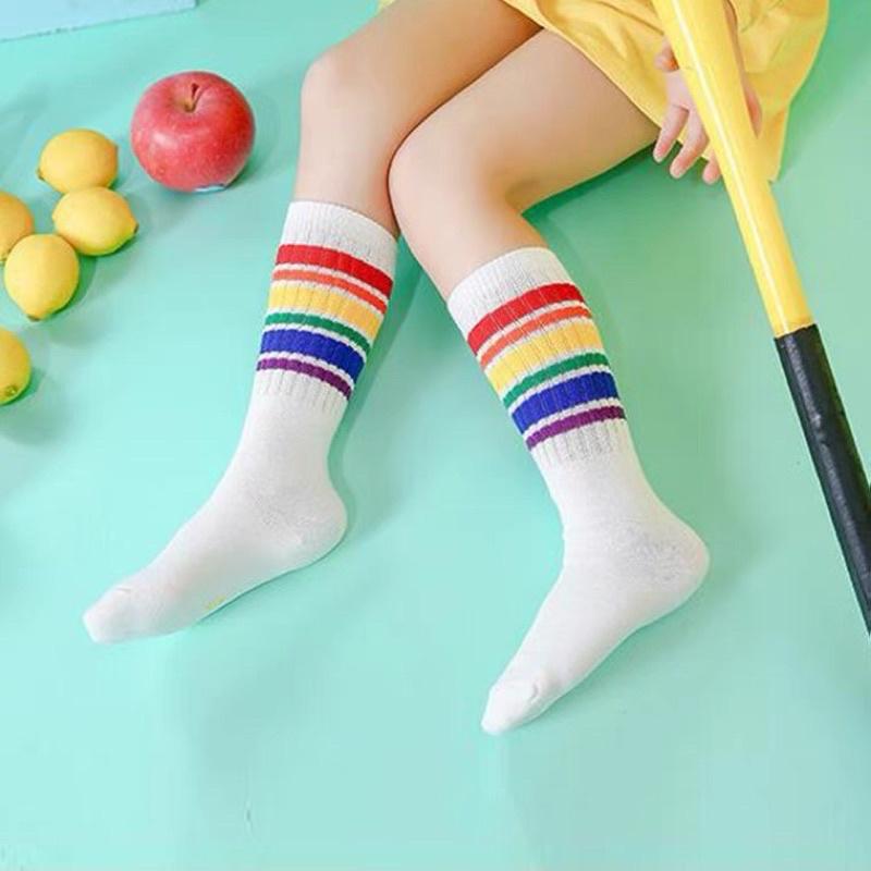 [現貨]兒童彩虹長襪 男女童中筒襪 學生襪子-細節圖8