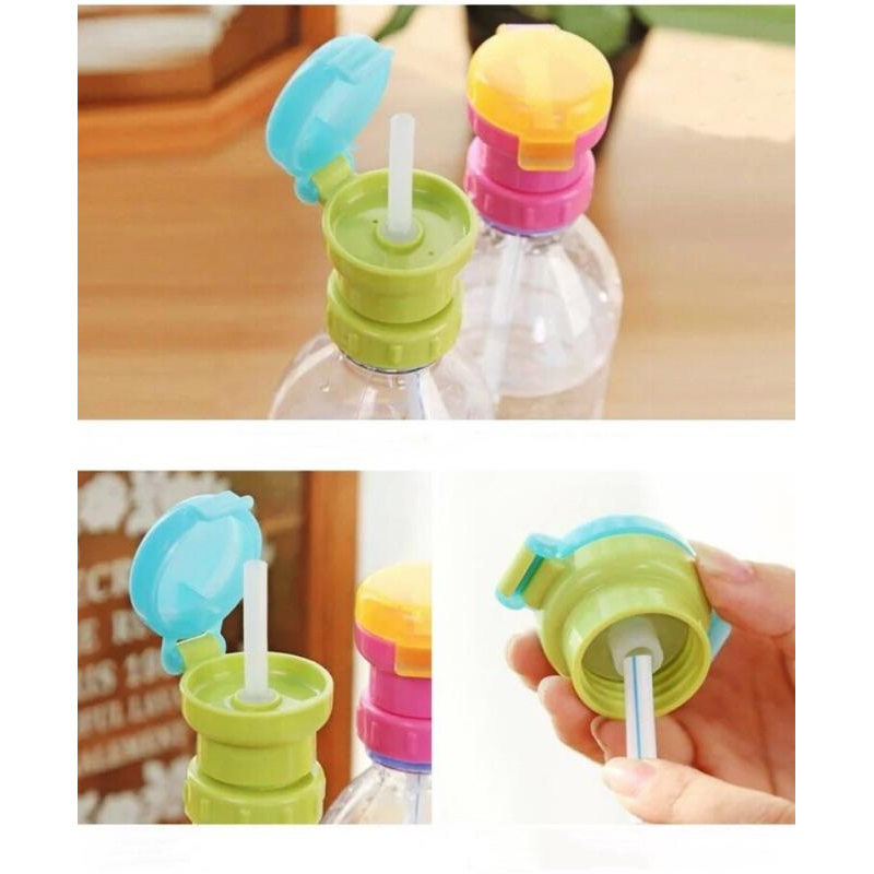 [現貨]兒童防溢寶特瓶吸管蓋 水瓶替換蓋 飲料吸管轉換頭-細節圖3