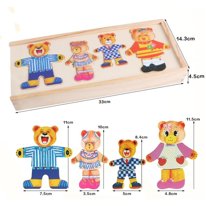 [現貨]扮家家酒小熊換衣創意木製拼圖-細節圖9
