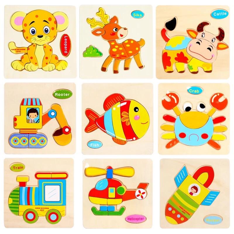 [現貨]3D木製交通動物水果立體拼圖-細節圖4