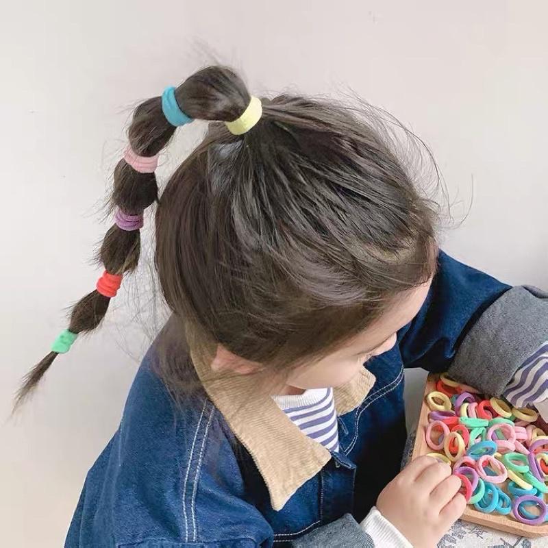 [現貨]兒童不傷髮彩色高彈力髮圈 毛巾圈寶寶髮圈 女童橡皮筋-細節圖3