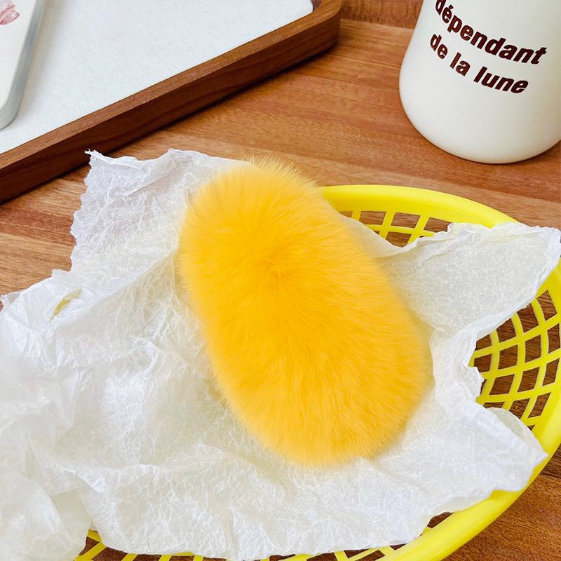 [現貨]毛茸茸芒果大髮夾 兔毛髮夾 芒狗女孩碎髮邊夾 毛絨絨瀏海夾-細節圖5