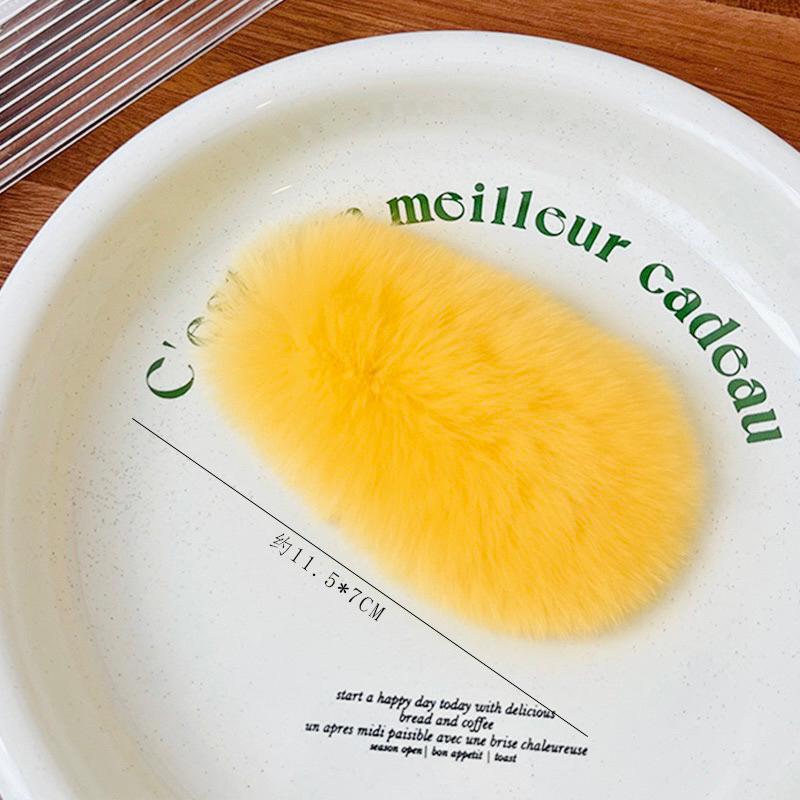 [現貨]毛茸茸芒果大髮夾 兔毛髮夾 芒狗女孩碎髮邊夾 毛絨絨瀏海夾-細節圖6