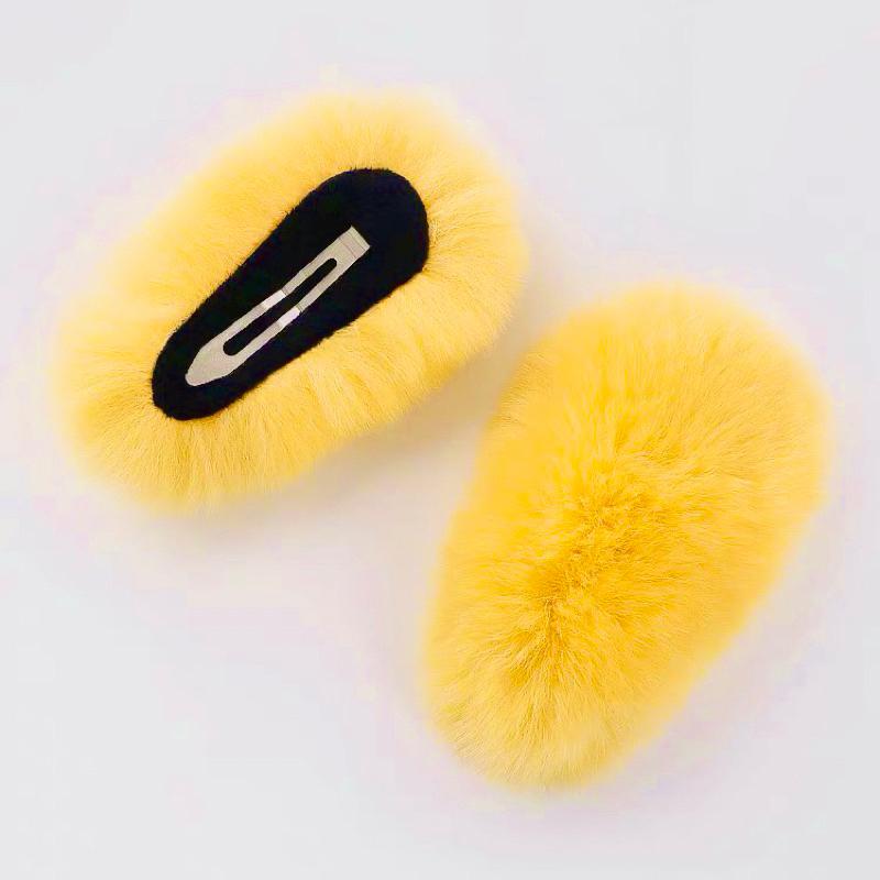 [現貨]毛茸茸芒果大髮夾 兔毛髮夾 芒狗女孩碎髮邊夾 毛絨絨瀏海夾-細節圖7