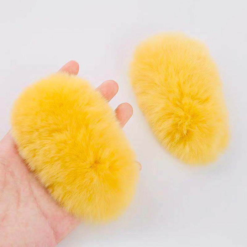 [現貨]毛茸茸芒果大髮夾 兔毛髮夾 芒狗女孩碎髮邊夾 毛絨絨瀏海夾-細節圖8