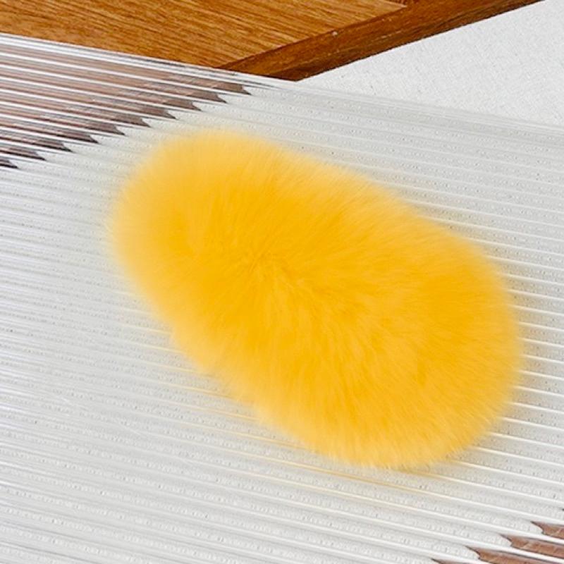 [現貨]毛茸茸芒果大髮夾 兔毛髮夾 芒狗女孩碎髮邊夾 毛絨絨瀏海夾-細節圖9