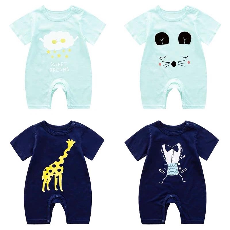 [現貨]寶寶純棉短袖包屁衣 肩釦爬服 夏季兔裝-細節圖5