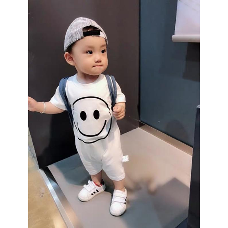 [現貨]寶寶純棉短袖薄款爬服 肩釦包屁衣 夏季兔裝-細節圖2