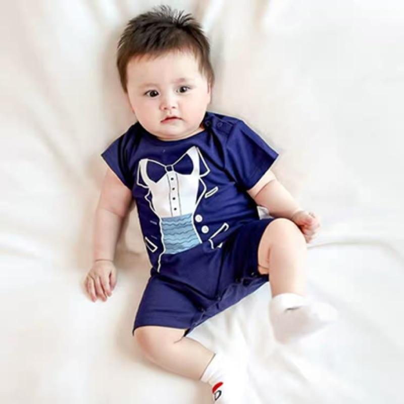 [現貨]寶寶純棉短袖薄款爬服 肩釦包屁衣 夏季兔裝-細節圖3