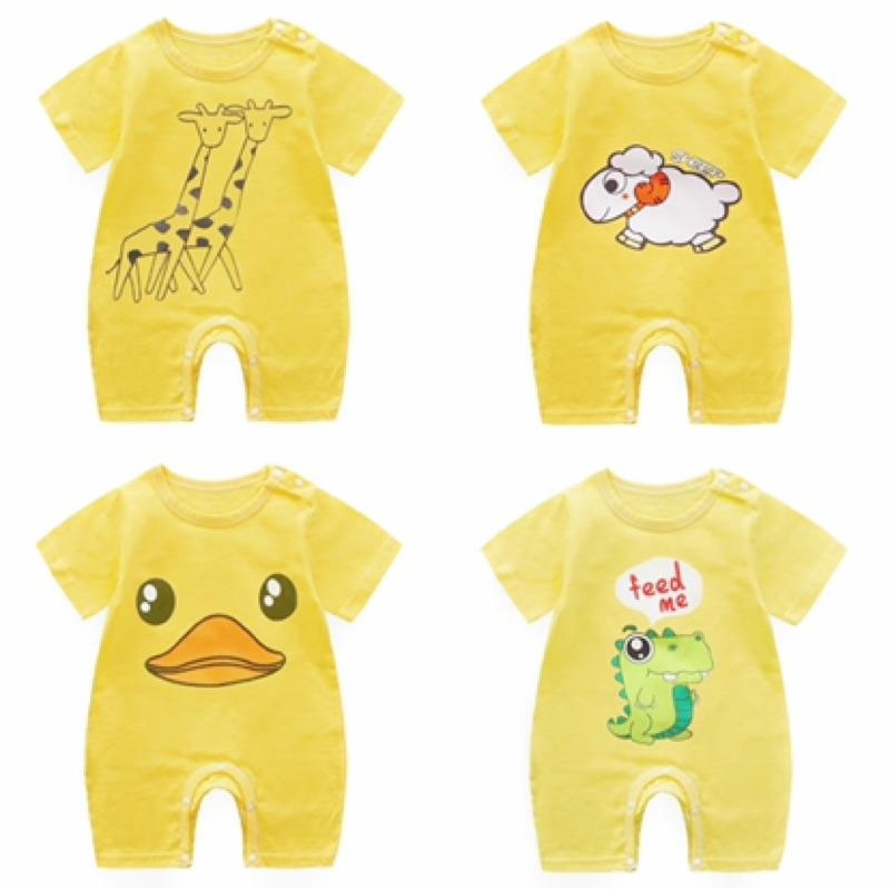 [現貨]寶寶純棉短袖薄款爬服 肩釦包屁衣 夏季兔裝-細節圖8