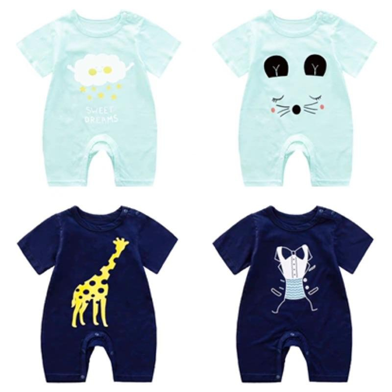 [現貨]寶寶純棉短袖薄款爬服 肩釦包屁衣 夏季兔裝-細節圖9