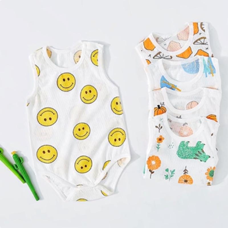 [現貨]純棉網眼肩釦背心 嬰兒包屁衣 無袖洞洞衣-細節圖6