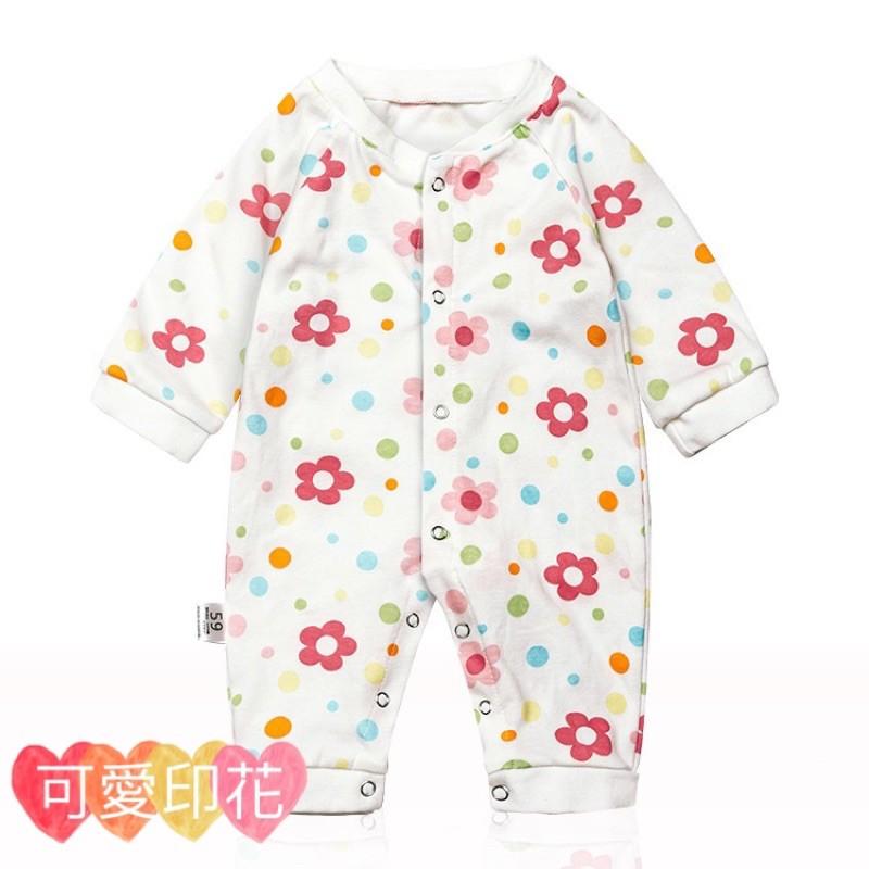 [現貨]可愛純棉寶寶長袖爬服 前開釦連身衣-細節圖2