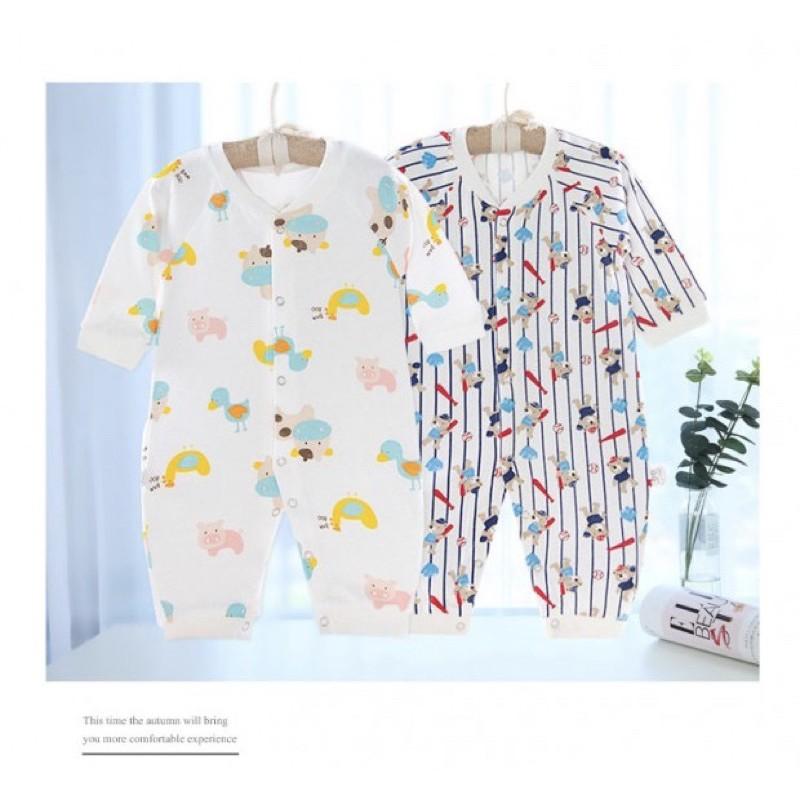 [現貨]可愛純棉寶寶長袖爬服 前開釦連身衣-細節圖6