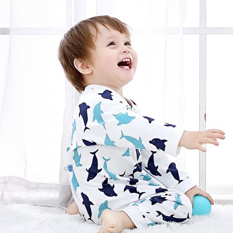 [現貨]可愛純棉寶寶長袖爬服 前開釦連身衣-細節圖8