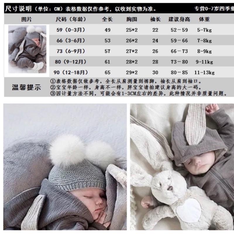[現貨]大耳兔寶寶連帽爬服 可愛連身衣 動物造型爬服-細節圖2