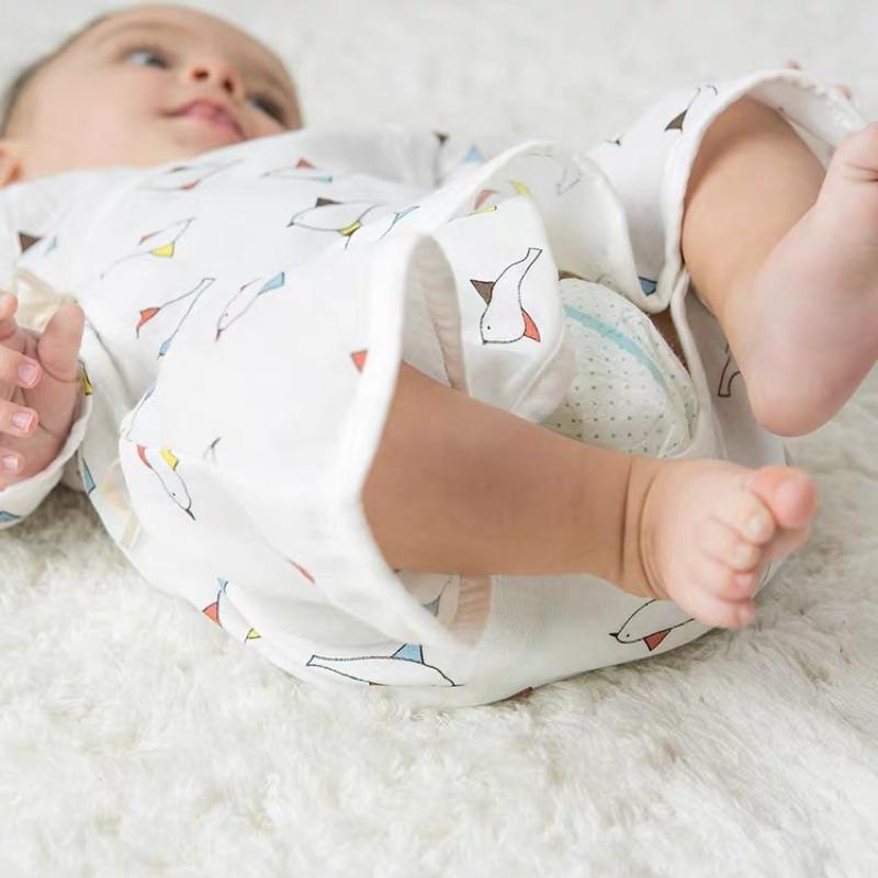 [現貨]嬰兒純棉高密度雙層紗布衣 新生兒綁帶蝴蝶衣-細節圖4