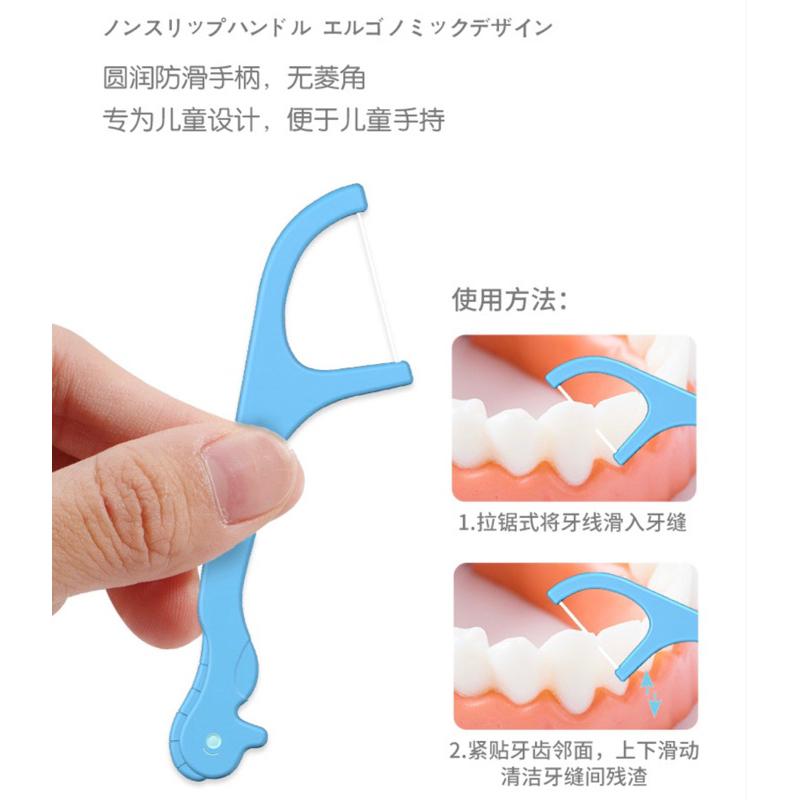 [現貨]獨立包裝動物造型兒童牙線（60入）不易斷兒童牙線棒-細節圖6