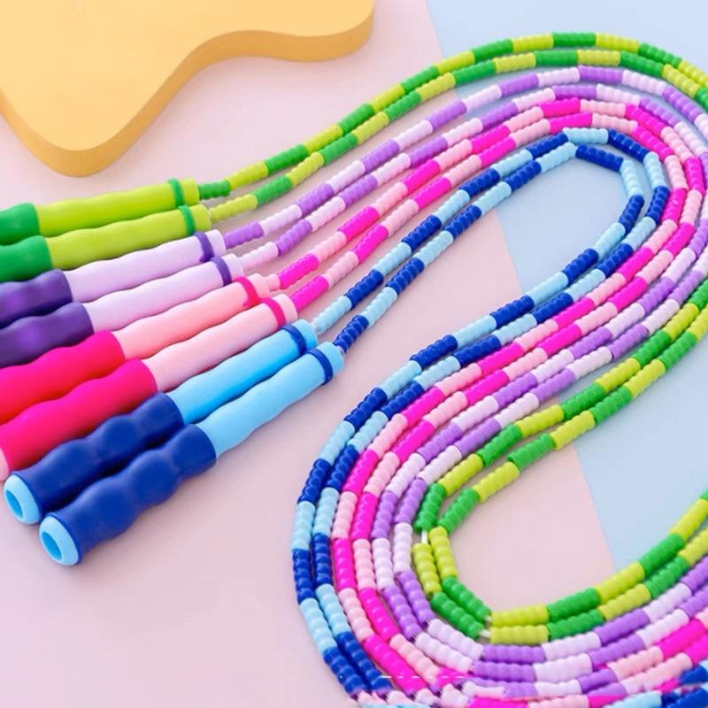 [現貨]小學生耐磨竹節跳繩 初學者可調節長度節拍跳繩 成人兒童健身運動 花式跳神表演軟珠節繩子-細節圖6